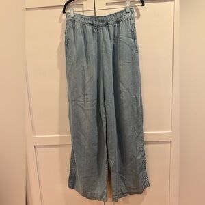 Lightweight & Wash Wide Leg Elastic Waist Jean Pants M